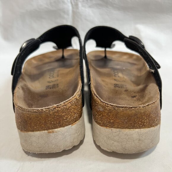 Papillio Birkenstock Gizeh platform sandals black birko flor 39 8 8.5 t strap - Picture 4 of 15
